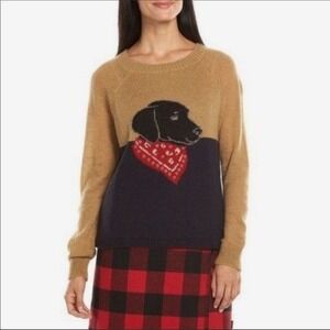 Woolrich Women's Mohair Blend Ribbed Crew Neck Lightweight Knit Dog Sweater LG